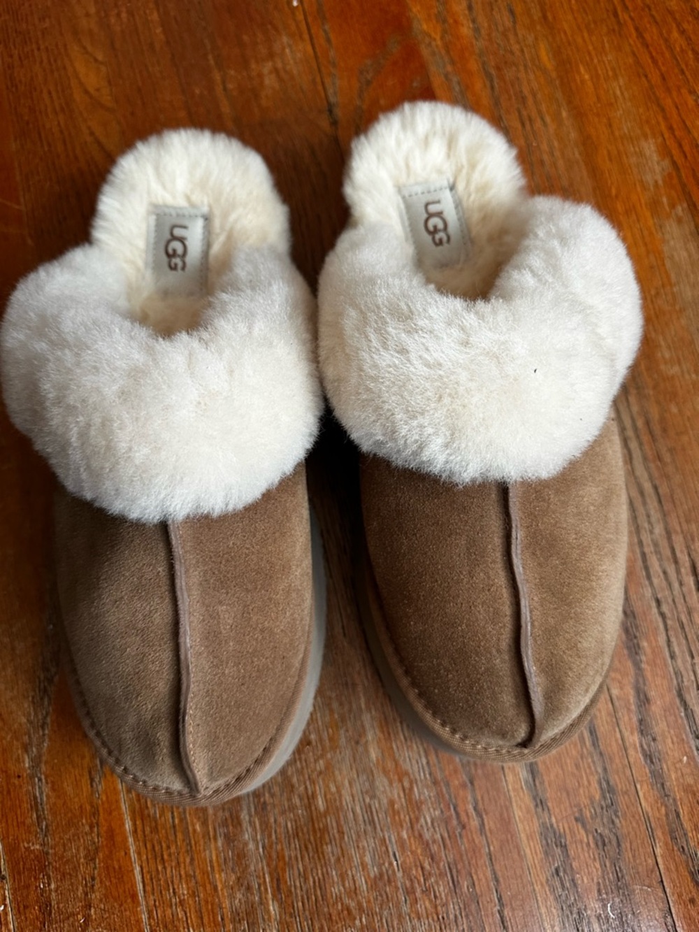 UGG Cream Shearling Slip-On Slippers